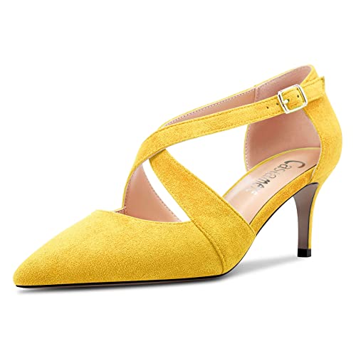 Castamere Damen Mittlerem Stiletto Absatz Heel Spitze Zehenkappe Pumps Kreuzriemen Sexy Klassisch 6.5 cm Heels Gelb Wildleder 40 EU Castamere Damen Mittlerem Stiletto Absatz Heel Spitze Zehenkappe Pumps Kreuzriemen Sexy Klassisch 6.5 cm Heels Gelb Wildleder 40 EU von Castamere