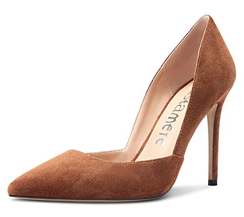 Castamere Damen Mode D'Orsay High Heels Spitzen Zehen Stilettos Slip-On Pumps 10CM Heel Braun Wildleder Schuhe EU 44 von Castamere