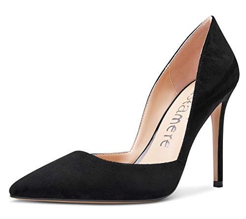 Castamere Damen Mode D'Orsay High Heels Spitzen Zehen Stilettos Slip-On Pumps 10CM Heel Schwarz Wildleder Schuhe EU 37.5 von Castamere