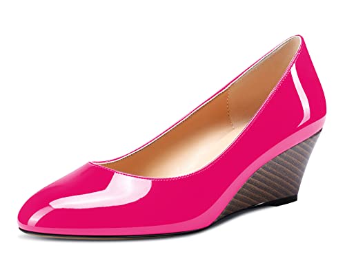 Castamere Damen Mode Keilabsatz High Heels Mittel Heel Pumps Pink Lackleder Schuhe EU 40 von Castamere