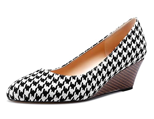 Castamere Damen Mode Keilabsatz High Heels Mittel Heel Pumps Schwarz Weiß Schuhe EU 38 von Castamere