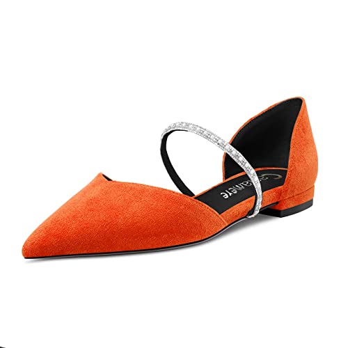 Castamere Damen Niedrige Absatz Heel Spitze Zehenkappe Pumps Two-Piece Slip-on Dress 1 cm Heels Orange 42 EU von Castamere