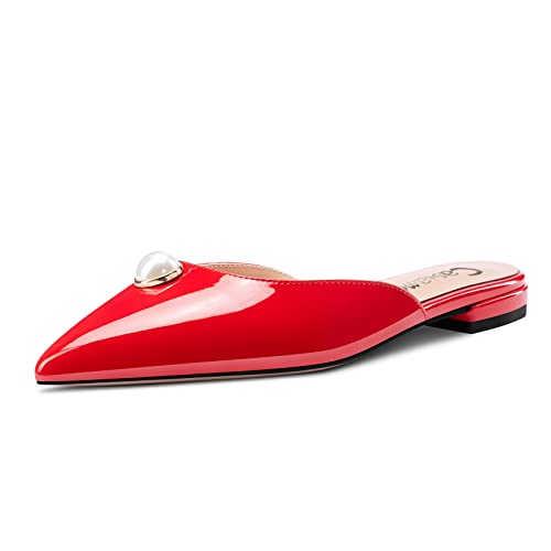 Castamere Damen Niedrige Absatz Heel Spitze Zehenkappe Slip-on Flache Schuhe Diamant Kristall Cute 1 CM Heels Rot 42 EU Castamere Damen Niedrige Absatz Heel Spitze Zehenkappe Slip-on Flache Schuhe Diamant Kristall Cute 1 CM Heels Rot 42 EU von Castamere