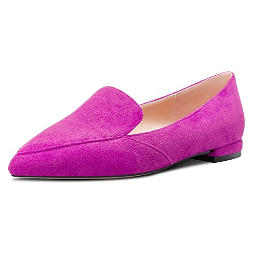 Castamere Damen Niedrige Absatz Heel Spitze Zehenkappe Slip-on Pumps Hochzeit Büroschuhe Schuhe Magenta Rot Wildleder 41 EU von Castamere