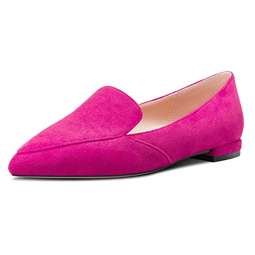 Castamere Damen Niedrige Absatz Heel Spitze Zehenkappe Slip-on Pumps Hochzeit Büroschuhe Schuhe Magenta Rot Wildleder A 40 EU von Castamere