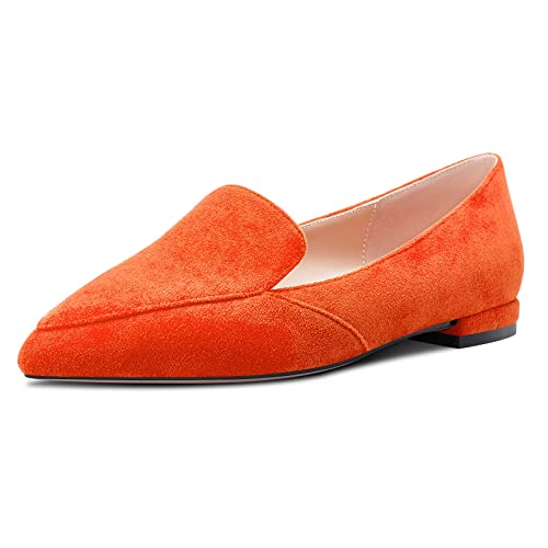 Castamere Damen Niedrige Absatz Heel Spitze Zehenkappe Slip-on Pumps Hochzeit Büroschuhe Schuhe Orange Wildleder 41 EU von Castamere