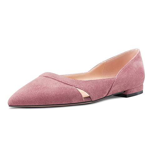 Castamere Damen Niedrige Absatz Heel Spitze Zehenkappe Slip-on Pumps Hochzeit Klassisch 1 cm Heels Rosa Wildleder 35 EU von Castamere