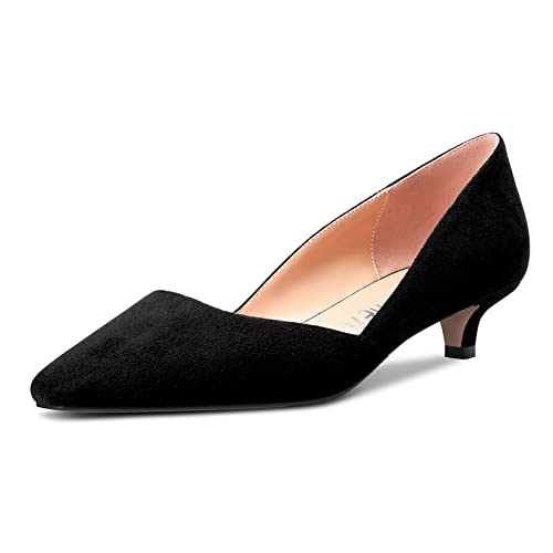 Castamere Damen Niedrige Kitten Absatz Heel Geschlossene Eckige Zehenkappe Pumps Slip-on Klassisch Cute Büroschuhe 3.5 cm Heels Party Schuhe Schwarz 39 EU von Castamere