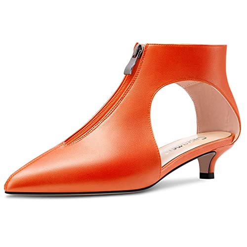 Castamere Damen Niedrige Kitten Absatz Heel Spitze Zehenkappe Two-Piece Reißverschluss Pumps Hochzeit Abschlussball 3 cm Heels Orange 37 EU Castamere Damen Niedrige Kitten Absatz Heel Spitze Zehenkappe Two-Piece Reißverschluss Pumps Hochzeit Abschlussball 3 cm Heels Orange 37 EU von Castamere