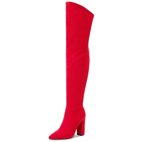 Castamere Damen Overknee Stiefel Langschaft Blockabsatz Boots 10CM Hoch Heel Rot Wildleder Schuhe EU 38.5 Castamere Damen Overknee Stiefel Langschaft Blockabsatz Boots 10CM Hoch Heel Rot Wildleder Schuhe EU 38.5 von Castamere