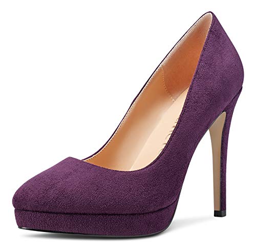Castamere Damen Plattform High Heels Mode Stilettos Slip-On Pumps 12CM Heel Shoes Violett Wildleder Schuhe EU 41.5 von Castamere