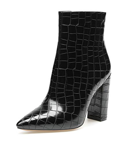 Castamere Damen Reißverschluss Stiefeletten Blockabsatz Hoch Heel 10CM Riss Schwarz Schuhe EU 36.5 von Castamere