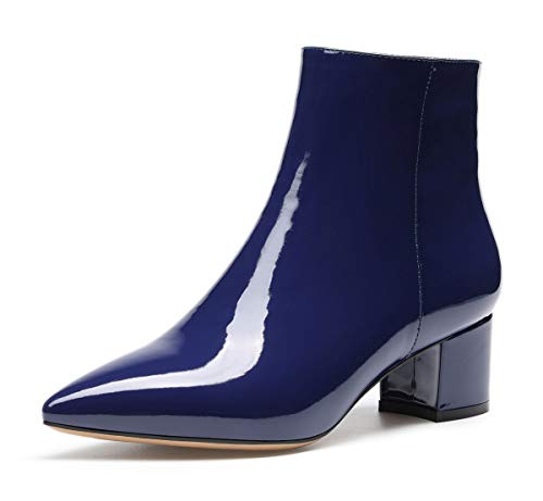 Castamere Damen Reißverschluss Stiefeletten Blockabsatz Spitzen Zehen Mittel Heel 5CM Blau Navy Lackleder Schuhe EU 40 Castamere Damen Reißverschluss Stiefeletten Blockabsatz Spitzen Zehen Mittel Heel 5CM Blau Navy Lackleder Schuhe EU 40 von Castamere