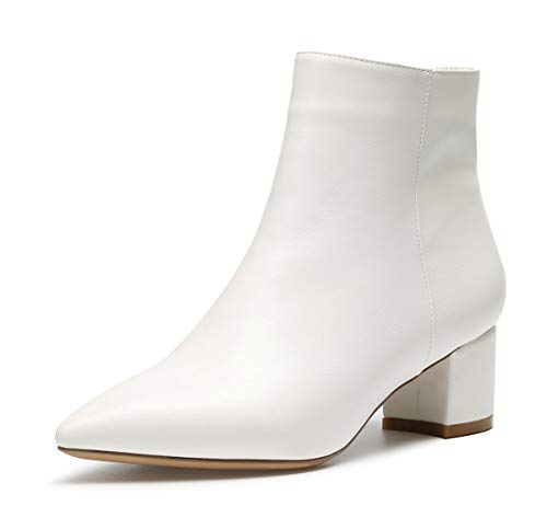 Castamere Damen Reißverschluss Stiefeletten Blockabsatz Spitzen Zehen Mittel Heel 5CM Weiß Pu Schuhe EU 36 Castamere Damen Reißverschluss Stiefeletten Blockabsatz Spitzen Zehen Mittel Heel 5CM Weiß Pu Schuhe EU 36 von Castamere
