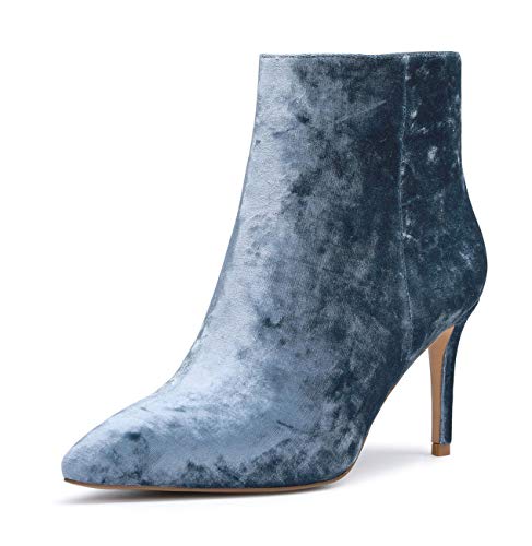 Castamere Damen Reißverschluss Stiefeletten Samt Innenfutter Stilettos 8CM Blau Samt Schuhe EU 40.5 von Castamere