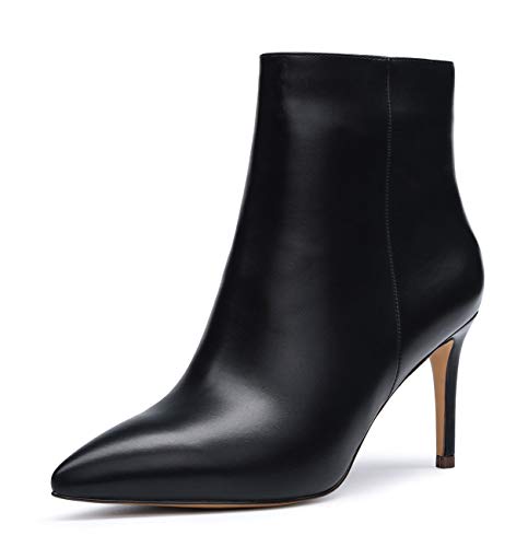 Castamere Damen Reißverschluss Stiefeletten Samt Innenfutter Stilettos 8CM Schwarz Pu Schuhe EU 42 von Castamere