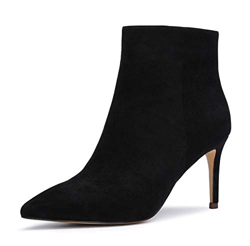 Castamere Damen Reißverschluss Stiefeletten Samt Innenfutter Stilettos 8CM Schwarz Wildleder Schuhe EU 35 von Castamere