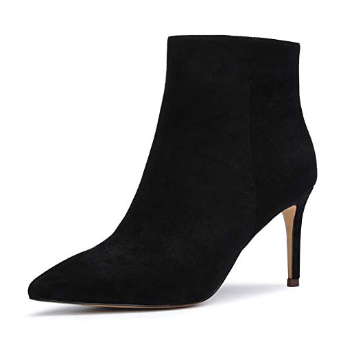 Castamere Damen Reißverschluss Stiefeletten Samt Innenfutter Stilettos 8CM Schwarz Wildleder Schuhe EU 36 von Castamere