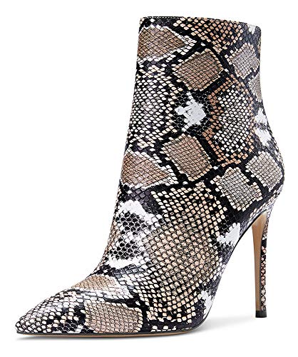 Castamere Damen Reißverschluss Stiefeletten Stilettos Hoch Heel 10CM Beige Schlange Schuhe EU 37 von Castamere