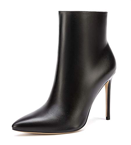 Castamere Damen Reißverschluss Stiefeletten Stilettos Hoch Heel 10CM PU Schwarz Schuhe EU 44 von Castamere