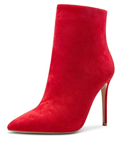 Castamere Damen Reißverschluss Stiefeletten Stilettos Hoch Heel 10CM Rot Wildleder Schuhe EU 38 von Castamere