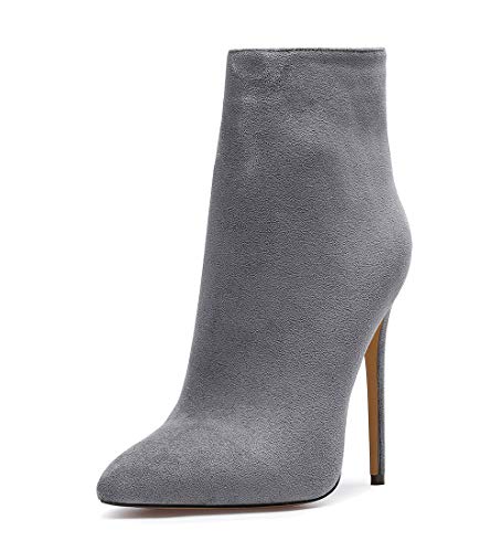 Castamere Damen Reißverschluss Stiefeletten Stilettos Hoch Heel 12CM Grau Wildleder Schuhe EU 37 von Castamere