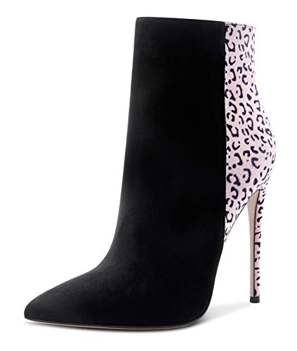 Castamere Damen Reißverschluss Stiefeletten Stilettos Hoch Heel 12CM Schwarz Leopard Wildleder Schuhe EU 40 von Castamere