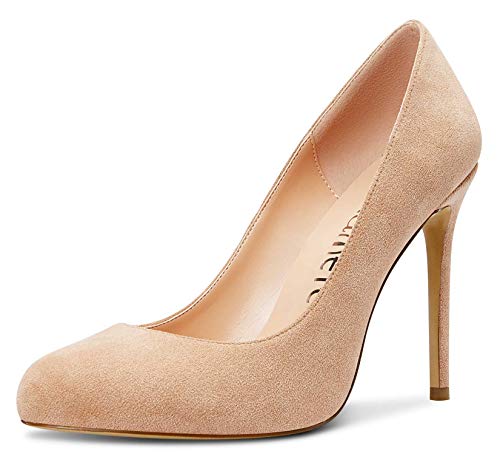 Castamere Damen Runde Zehen Geschlossen High Heels Elegant Pumps Stilettos 10CM Heel Braun Wildleder Schuhe EU 37 von Castamere