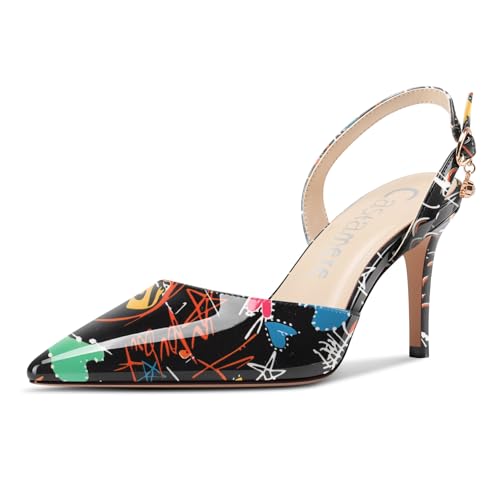 Castamere Damen Slingback Geschlossene Spitze Zehenkappe Stiletto Absatz Heel Slip-on Dress Hochzeit Lässig Schuhe 8 cm Heels Schwarzes Doodle 42 EU Castamere Damen Slingback Geschlossene Spitze Zehenkappe Stiletto Absatz Heel Slip-on Dress Hochzeit Lässig Schuhe 8 cm Heels Schwarzes Doodle 42 EU von Castamere