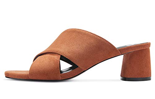 Castamere Damen Slip-On Peep Toe Sandalen Slingback Blockabsatz 5CM Braun Wildleder Schuhe EU 38 von Castamere
