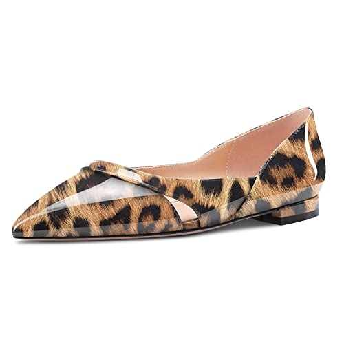 Castamere Damen Slip-on Pumps Niedrige Absatz Heel Spitze Zehenkappe Büroschuhe Cute 1 cm Heels Mehrfarbig Leopard 42 EU von Castamere