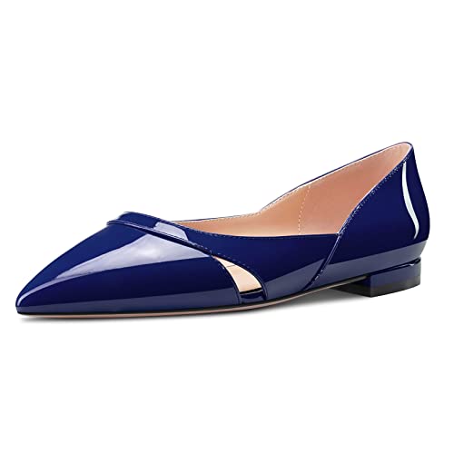 Castamere Damen Slip-on Pumps Niedrige Absatz Heel Spitze Zehenkappe Büroschuhe Cute 1 cm Heels Navy Blau 36 EU von Castamere