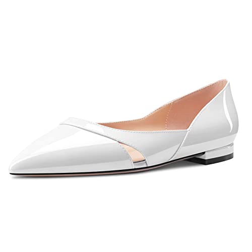 Castamere Damen Slip-on Pumps Niedrige Absatz Heel Spitze Zehenkappe Büroschuhe Cute 1 cm Heels Weiß 38 EU von Castamere