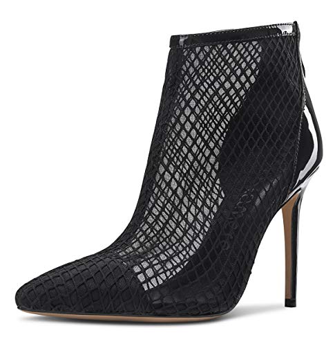 Castamere Damen Sommer Atmungsaktiv Mesh Reißverschluss Stiefeletten Sandalen Stilettos High Heels 10CM Schuhe EU 40 Schwarz von Castamere
