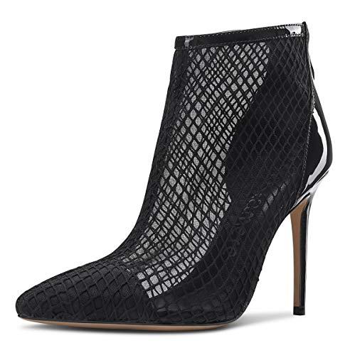 Castamere Damen Sommer Atmungsaktiv Mesh Reißverschluss Stiefeletten Sandalen Stilettos High Heels 10CM Schwarz Schuhe EU 36 von Castamere