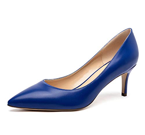 Castamere Damen Spitzen Zehen Stilettos Slip-On Mittel Heels Pumps 6.5CM Blau Navy Pu Schuhe EU 40 von Castamere