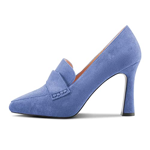 Castamere Damen Stiletto Hoher High Absatz Heel Geschlossene Spitze Zehenkappe Pumps Slip-on Büroschuhe Party Clear Cute Schuhe 10 cm Heels Blau 40 EU von Castamere