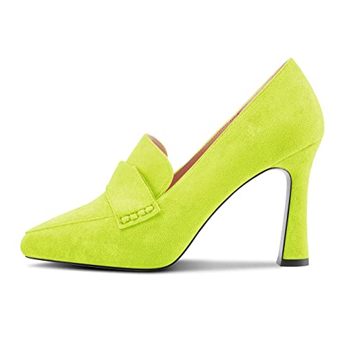 Castamere Damen Stiletto Hoher High Absatz Heel Geschlossene Spitze Zehenkappe Pumps Slip-on Büroschuhe Party Clear Cute Schuhe 10 cm Heels Gelb A 39 EU von Castamere