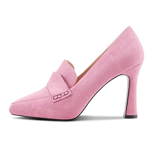 Castamere Damen Stiletto Hoher High Absatz Heel Geschlossene Spitze Zehenkappe Pumps Slip-on Büroschuhe Party Clear Cute Schuhe 10 cm Heels Rosa 38 EU von Castamere