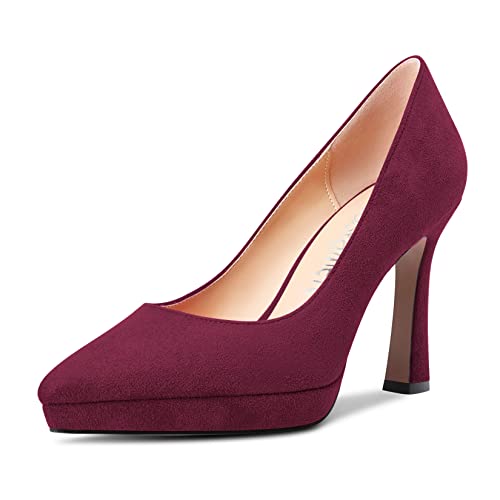 Castamere Damen Stiletto Hoher High Absatz Heel Geschlossene Spitze Zehenkappe Pumps Slip-on Büroschuhe Party Clear Klassisch Schuhe 10 cm Heels Burgund Rot 39 EU von Castamere