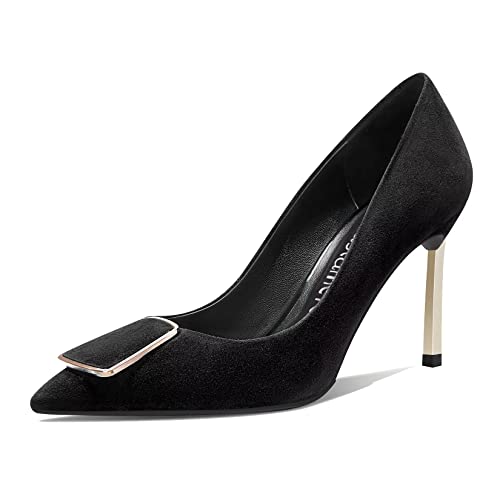 Castamere Damen Stiletto Hoher High Absatz Heel Geschlossene Spitze Zehenkappe Pumps Slip-on Party Büroschuhe Dress Cute Klassisch Schuhe 8.5 cm Heels Schwarz 40 EU von Castamere
