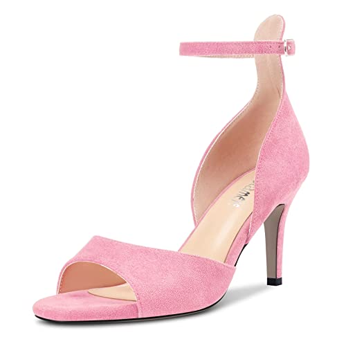 Castamere Damen Stiletto Hoher High Absatz Heel Peep Open Zehenkappe Knöchelriemen Sandalen Hochzeit Party 6.5 CM Heels Rosa A 42 EU von Castamere