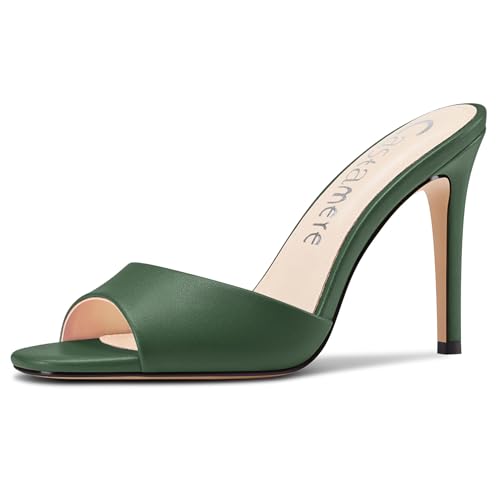 Castamere Damen Stiletto Hoher High Absatz Heel Peep Open Zehenkappe Pantoletten Schuhe Sandalen Slip-on Dress Party Sandalen 10 CM Heels Tiefgrün 40 EU Castamere Damen Stiletto Hoher High Absatz Heel Peep Open Zehenkappe Pantoletten Schuhe Sandalen Slip-on Dress Party Sandalen 10 CM Heels Tiefgrün 40 EU von Castamere