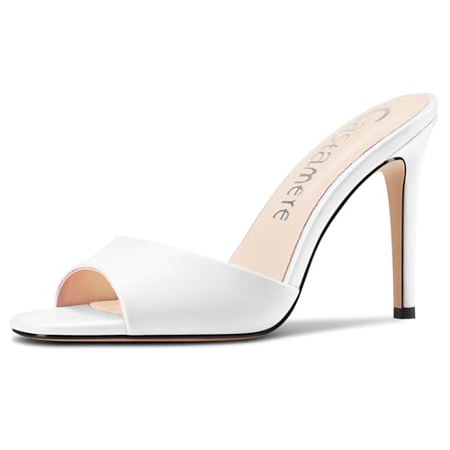 Castamere Damen Stiletto Hoher High Absatz Heel Peep Open Zehenkappe Pantoletten Schuhe Sandalen Slip-on Dress Party Sandalen 10 CM Heels Weiß 38 EU Castamere Damen Stiletto Hoher High Absatz Heel Peep Open Zehenkappe Pantoletten Schuhe Sandalen Slip-on Dress Party Sandalen 10 CM Heels Weiß 38 EU von Castamere