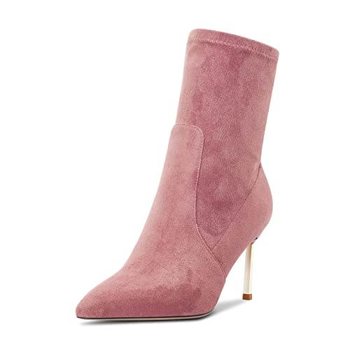 Castamere Damen Stiletto Hoher High Absatz Heel Spitze Stiefeletten Slip-on Hochzeit Klassisch 8.5 CM Heels Rosa 38 EU von Castamere