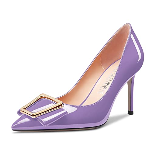 Castamere Damen Stiletto Hoher High Absatz Heel Spitze Zehenkappe Slip-on Pumps Dress Hochzeit Büroschuhe 10 cm Heels Violett 41 EU von Castamere