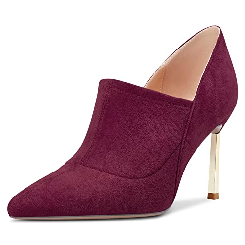 Castamere Damen Stiletto Hoher High Absatz Heel Spitze Zehenkappe Slip-on Pumps Hochzeit Büroschuhe 8.5 cm Heels Burgund Rot 44 EU von Castamere