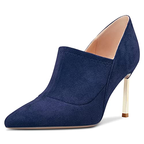 Castamere Damen Stiletto Hoher High Absatz Heel Spitze Zehenkappe Slip-on Pumps Hochzeit Büroschuhe 8.5 cm Heels Navy Blau 40 EU von Castamere