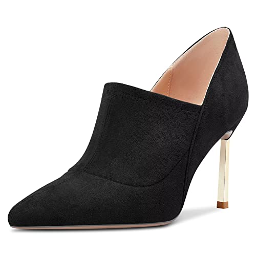 Castamere Damen Stiletto Hoher High Absatz Heel Spitze Zehenkappe Slip-on Pumps Hochzeit Büroschuhe 8.5 cm Heels Schwarz 42 EU von Castamere