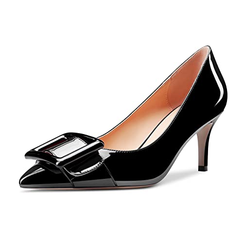 Castamere Damen Stiletto Mittlerem Absatz Heel Geschlossene Spitze Zehenkappe Pumps Slip-on Dress Cute Schuhe 6.5 cm Heels Schwarz 42 EU von Castamere